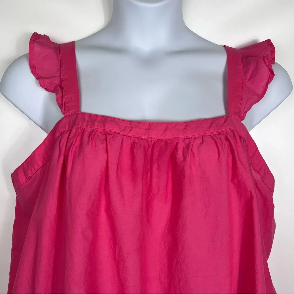 Lane Bryant Tank Top Size 16 Pink Embroidery Cotton Airy Breezy Square Neck